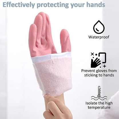 Long Reusable Dishwashing Gloves – Waterproof, Anti-Slip, Fleece-Lined