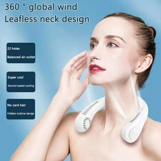 Portable Neck Fan – USB Rechargeable, Adjustable, for Indoor & Outdoor Use
