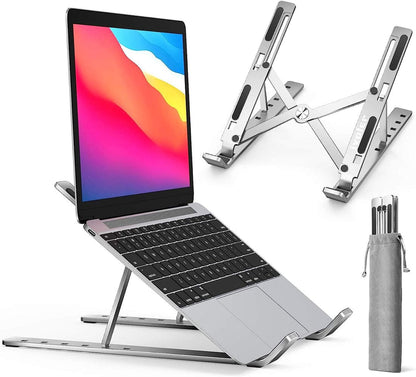 Foldable Aluminum Laptop Stand – Adjustable, Portable Desk Riser