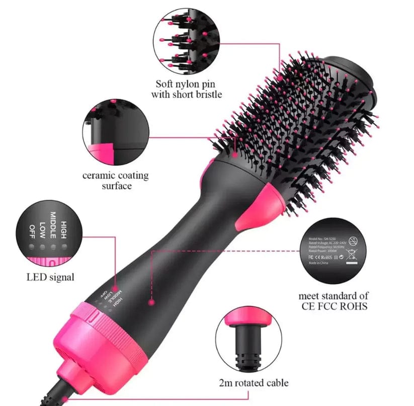 4-in-1 Hot Air Styling Brush – Dryer, Straightener, Curler & Volumizer