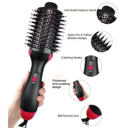 4-in-1 Hot Air Styling Brush – Dryer, Straightener, Curler & Volumizer